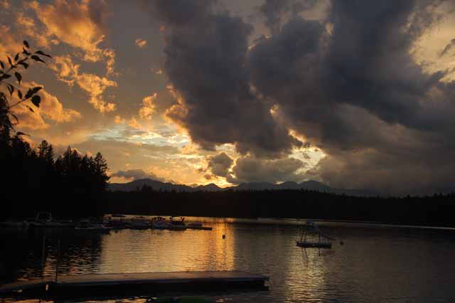 sunset on lake five